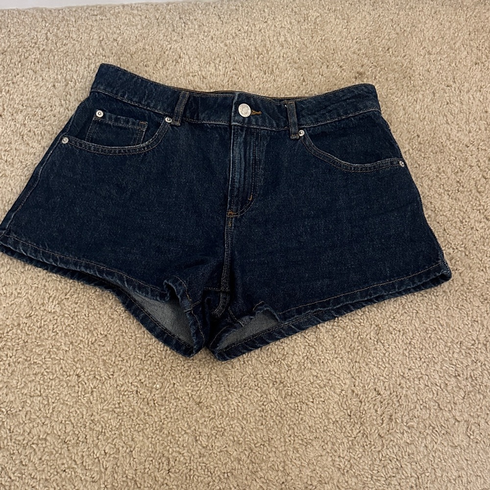 Garage Black Jean Shorts High-Waisted Raw Hem